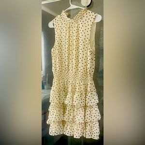 Women’s Express Dress | Mock Neck Polka Dot Dress | Color: Neutral | Size: M